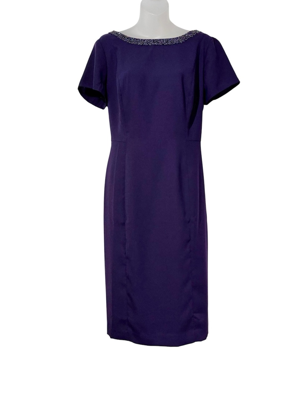 Talbots Purple Beaded Boatneck Midi Dress